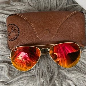 Ray Ban Mirror Aviators Orange